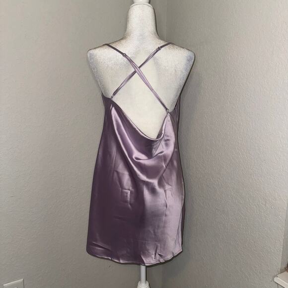 Forever 21 Lilac Lavender Mini Slip Dress Satin Like Women's Size Large Cocktail - Picture 3 of 8